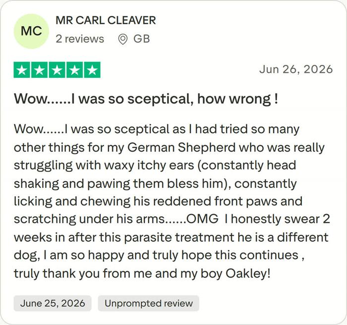 Trustpilot 5-star review by MR CARL CLEAVER (GB): Wow, I was so sceptical, how wrong