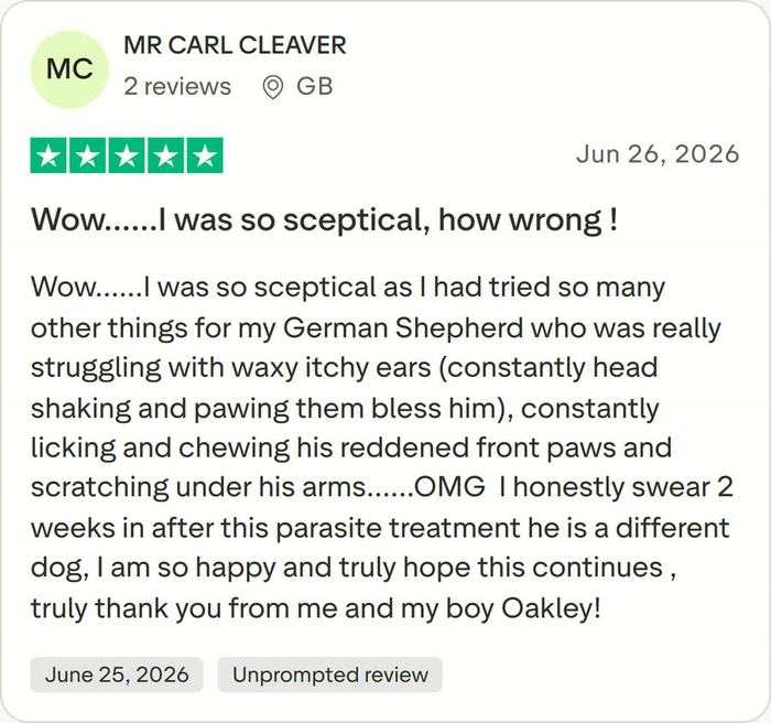 Trustpilot 5-star review by MR CARL CLEAVER (GB): Wow, I was so sceptical, how wrong